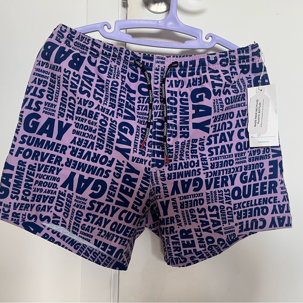 Homoco Purple Swim Trunks Gay Pride Design